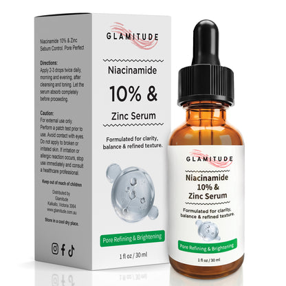 Niacinamide 10% + Zinc Serum – Glamitude product bottle