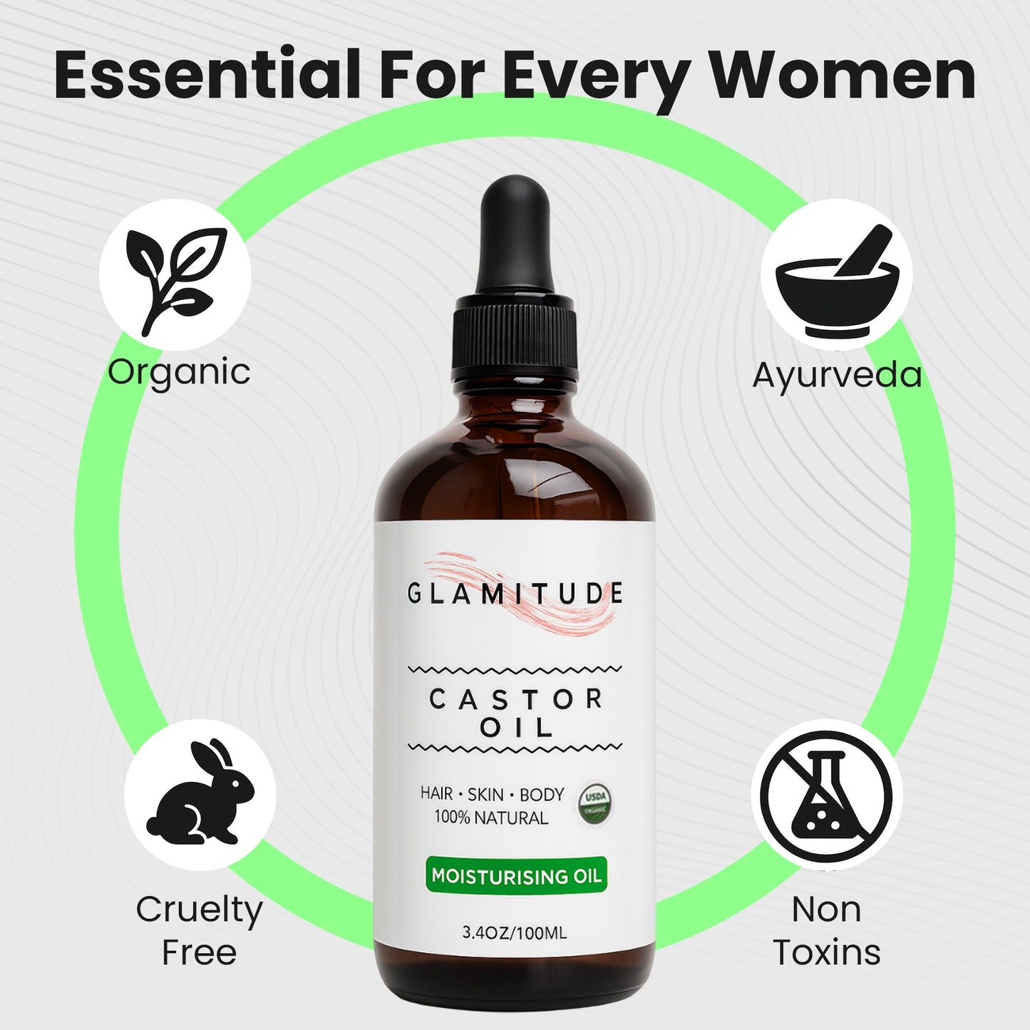 Organic Castor Oil - 100% Pure and Cold-Pressed