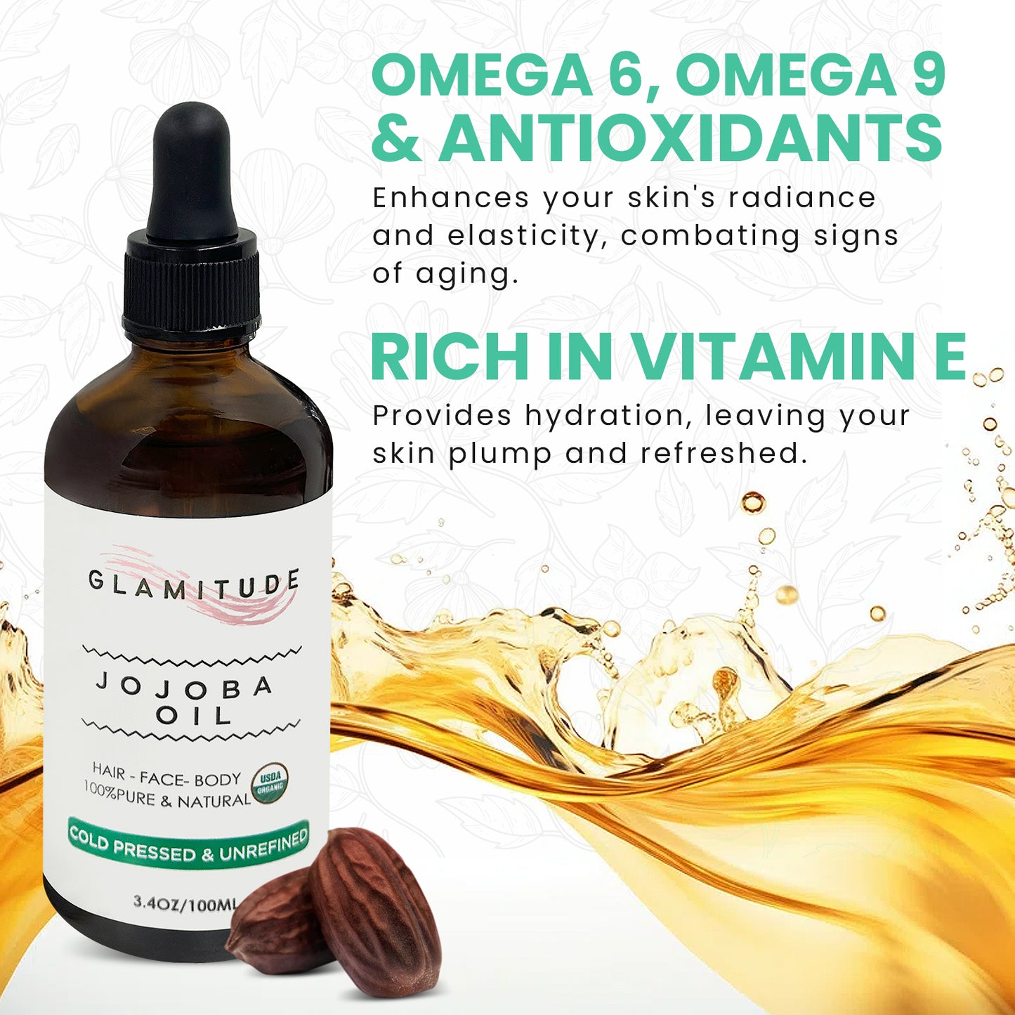 100% Pure Organic Jojoba Oil - Multi-Purpose Oil for Skin, Hair, and Nails